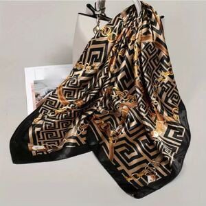 Scarf Headwraps for Women Silky Scarf Satin Black and Gold / Red & Blue Print